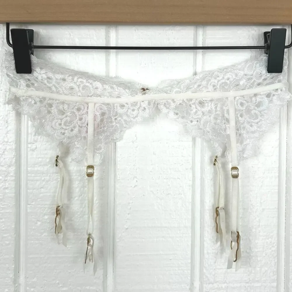 Victorias Secret White Lace Garter Belt Bridal Lingerie Adjustable Sexy XS Small
